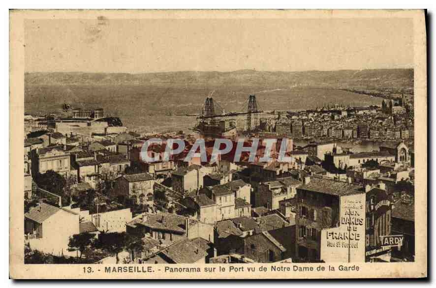 CPA Marseille Panorama sur le Port vu de Notre Dame de la Garde 