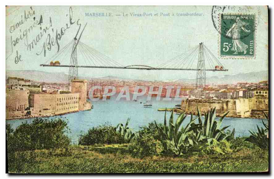 CPA Marseille Le Vieux Port et Pont a transbordeur 