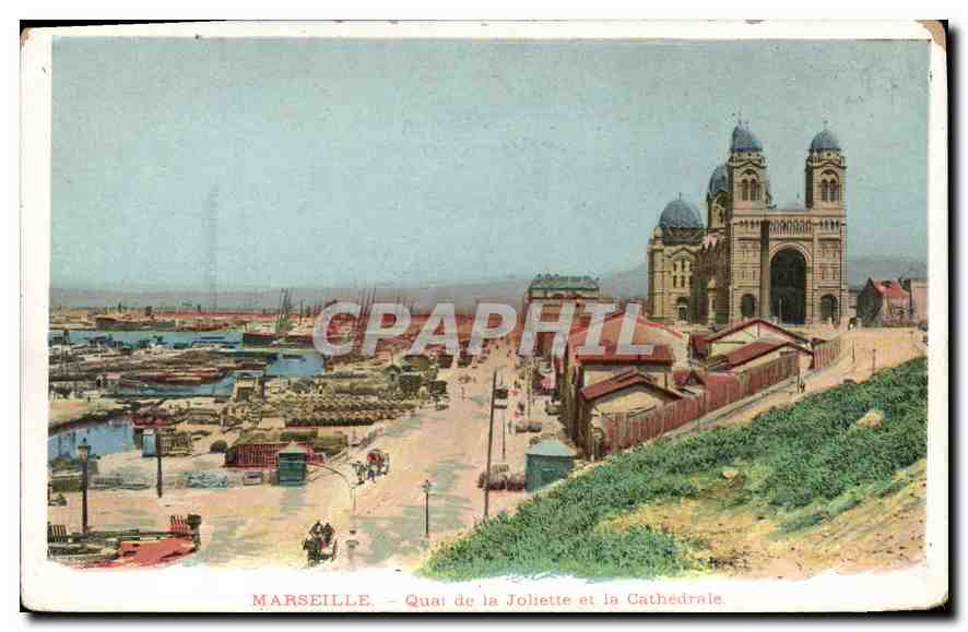 CPA Marseille Quai de la Joliette et la Cathedrale 