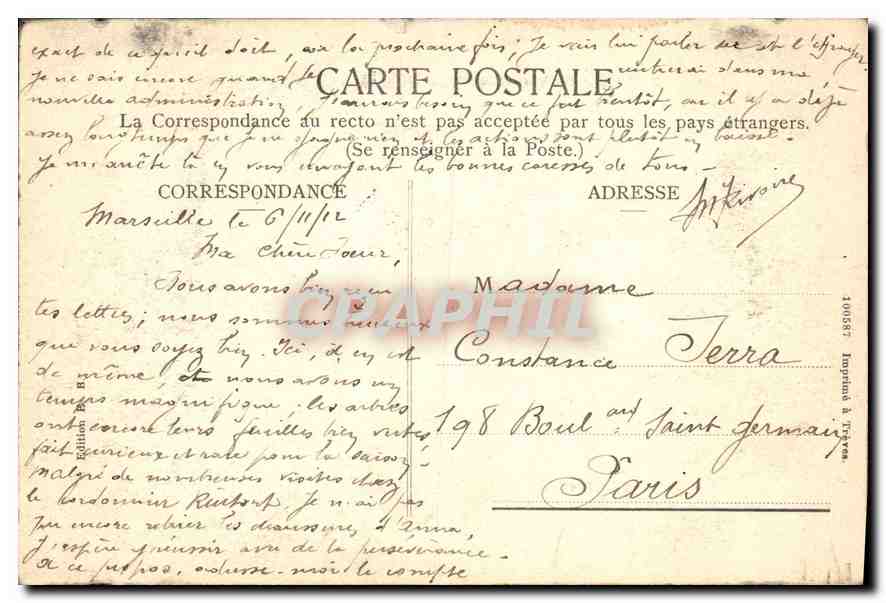 CPA Marseille Vue Generale sur les ports  — Verso