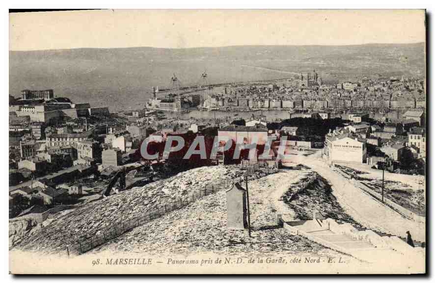 CPA Marseille Panorama pris de ND de la Garde cote Nord 