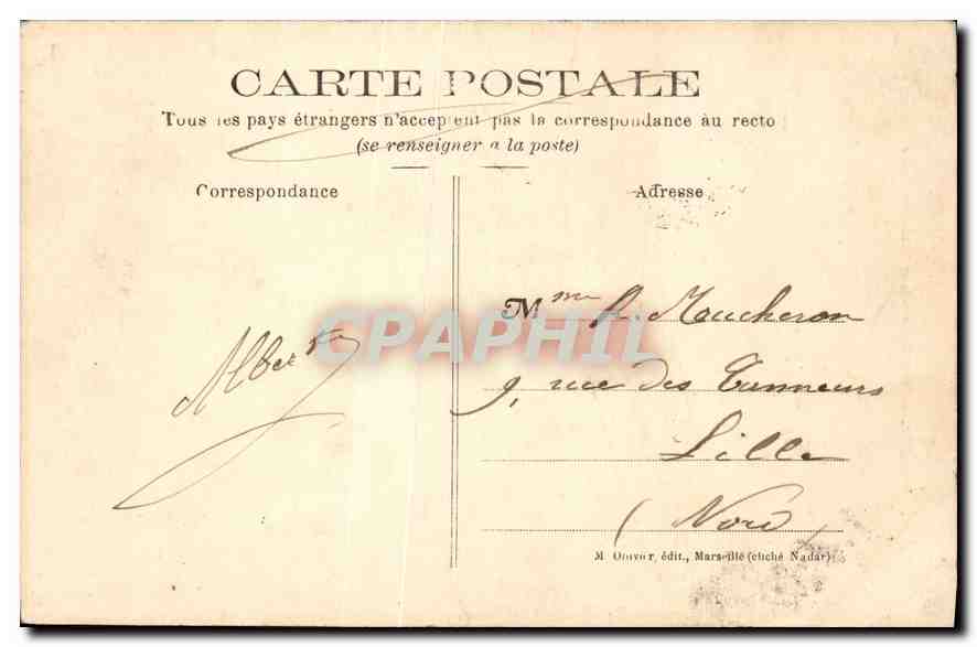 CPA Marseille Place Castellane et Boulevard Baille  — Rückseite