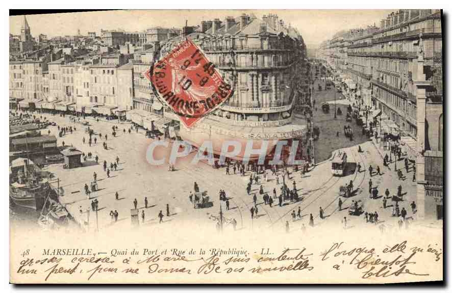 CPA Marseille Quai du Port et Rue de la Republique 