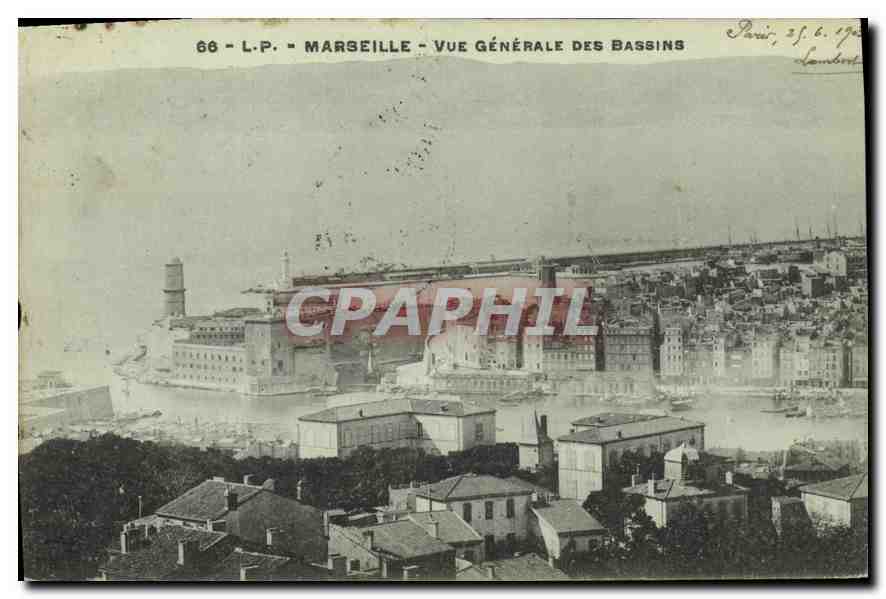 CPA Marseille Vue Generale des Bassins 