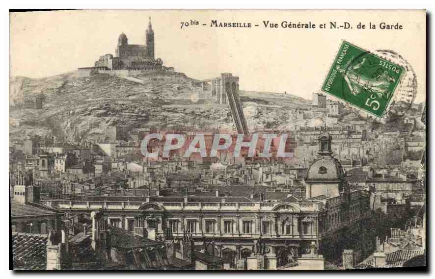 CPA Marseille Vue Generale et ND de la Garde 