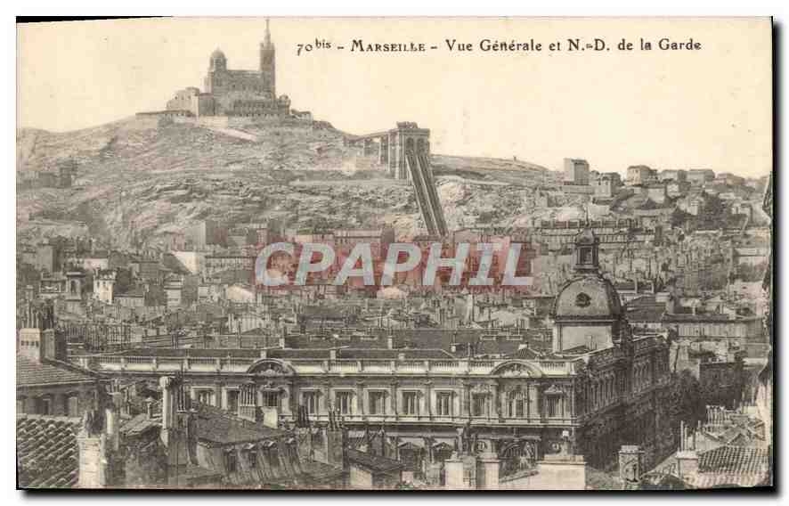CPA Marseille Vue Generale et ND de la Garde 