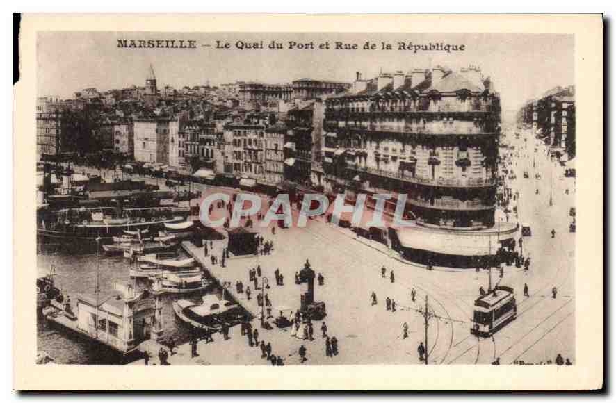 CPA Marseille Le Quai du Port et Rue de la Republique 