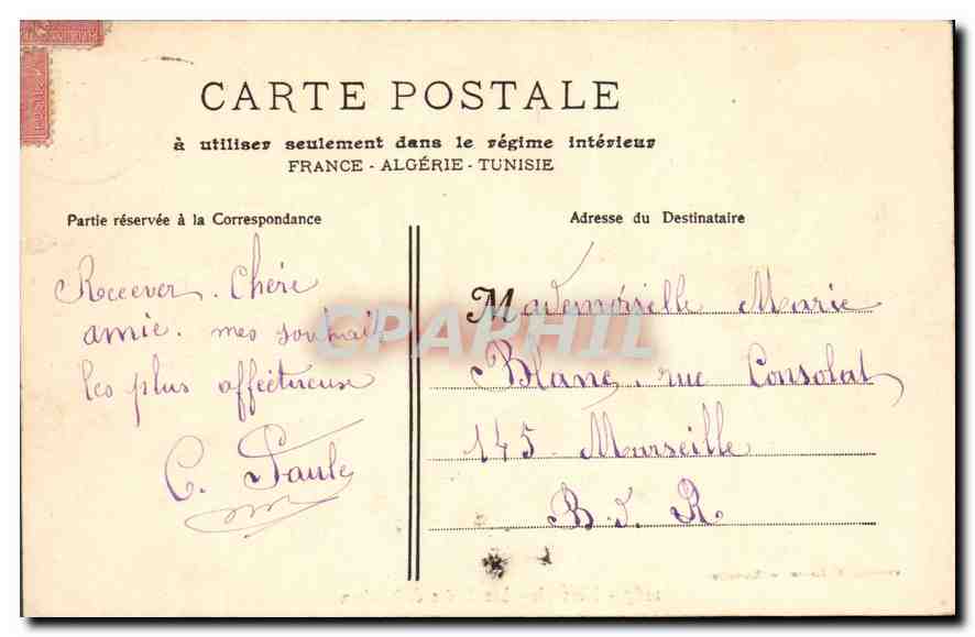 CPA Marseille Les Allees de Meilhan  — Rückseite