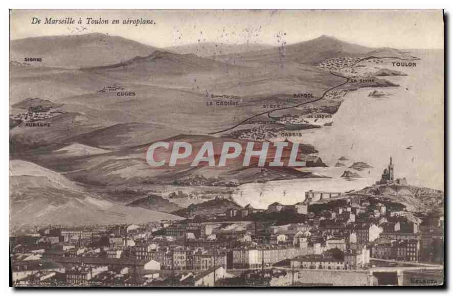 Vue aérienne de la côte entre Marseille et Toulon — CPAPHIL