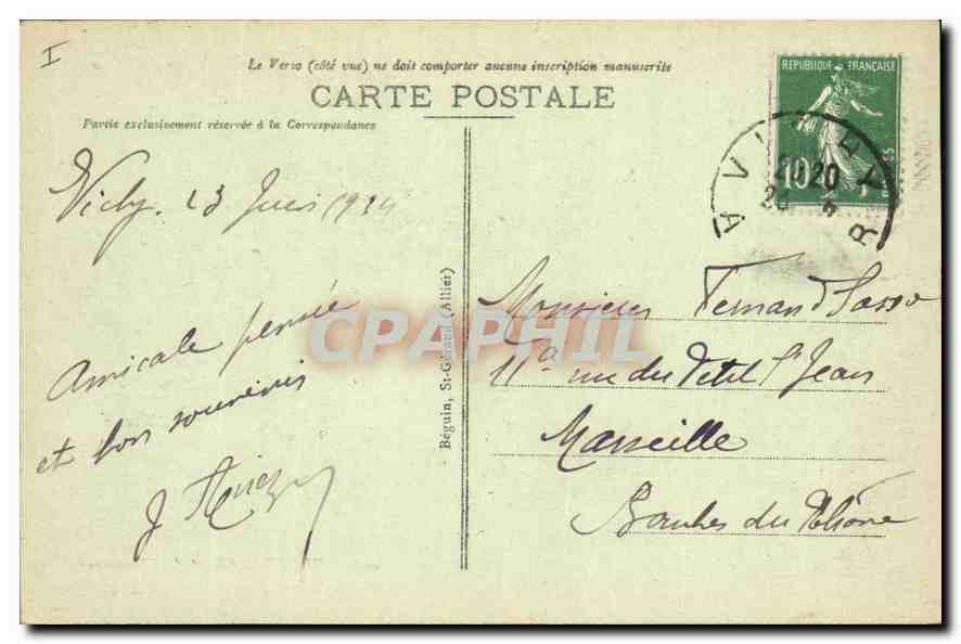 CPA Vichy Chalet d'Empereur Habite par Napoleon III en 1863  — Rückseite