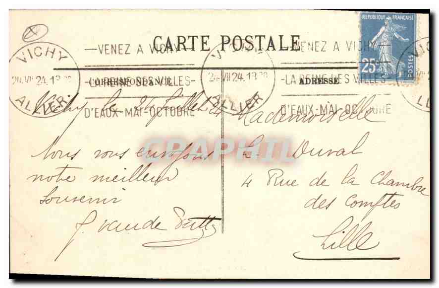 CPA Vichy Le Nouveau Parc Le Chalet de l'Empereur  — Rückseite