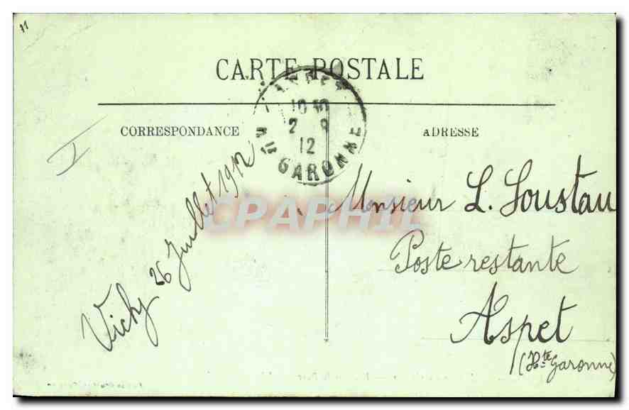 CPA Vichy La Facade du Casino Vue sur le Parc  — Rückseite