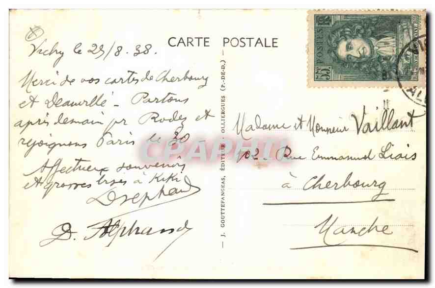CPA Vichy L'Hotel de Ville  — Verso