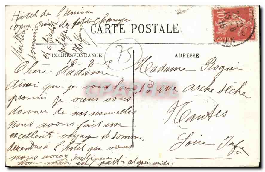 CPA Paris Le Monument de Gambetta et le Louvre  — Rückseite