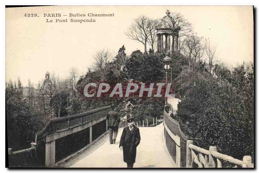 CPA Paris Buttes Chaumont Le Pont Suspendu 