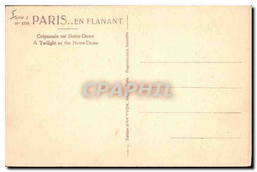 CPA Paris Crepuscule sur Notre Dame  — Verso