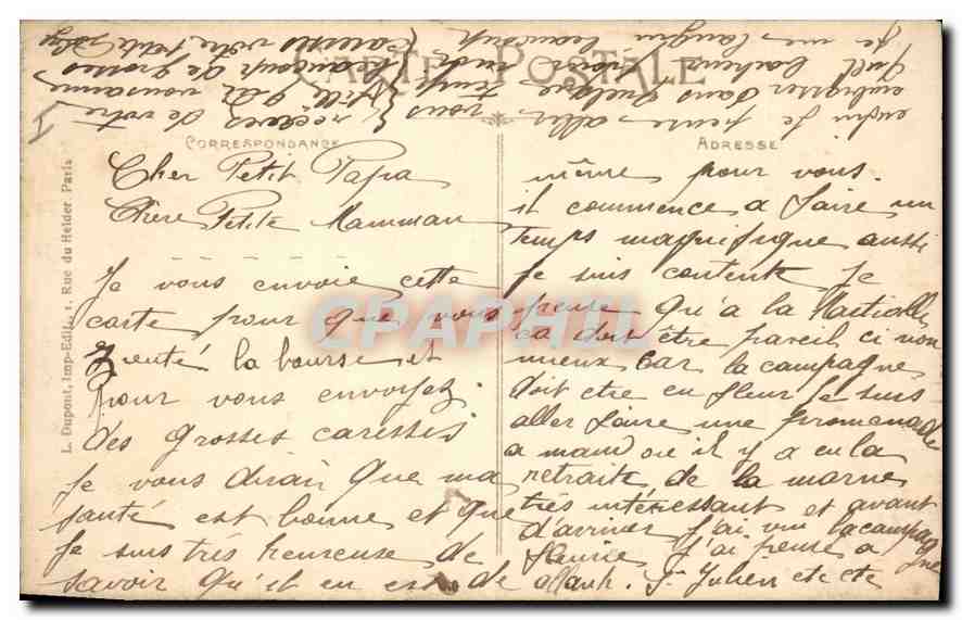 CPA Paris La Bourse  — Rückseite