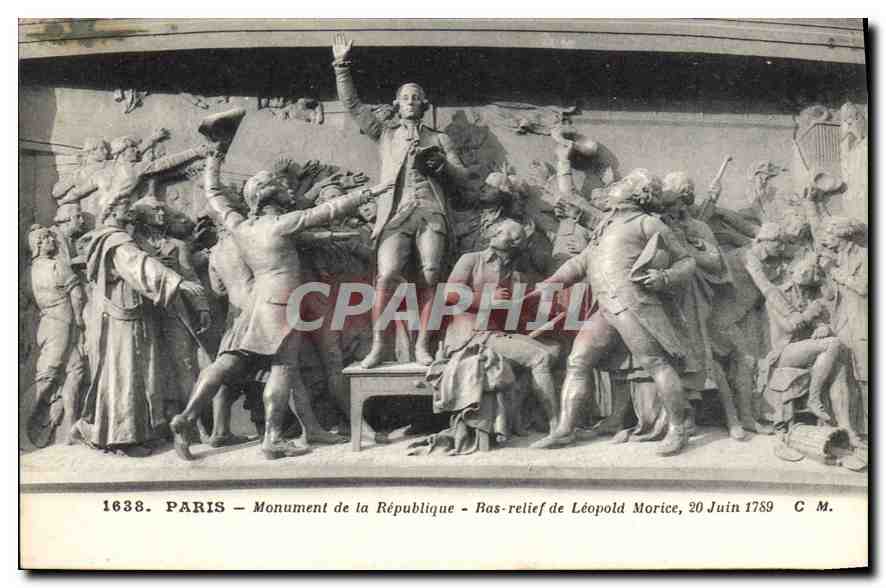 CPA Paris Monument de la Republique Bas relief de Leopoled Morice 20 Juin 1789 