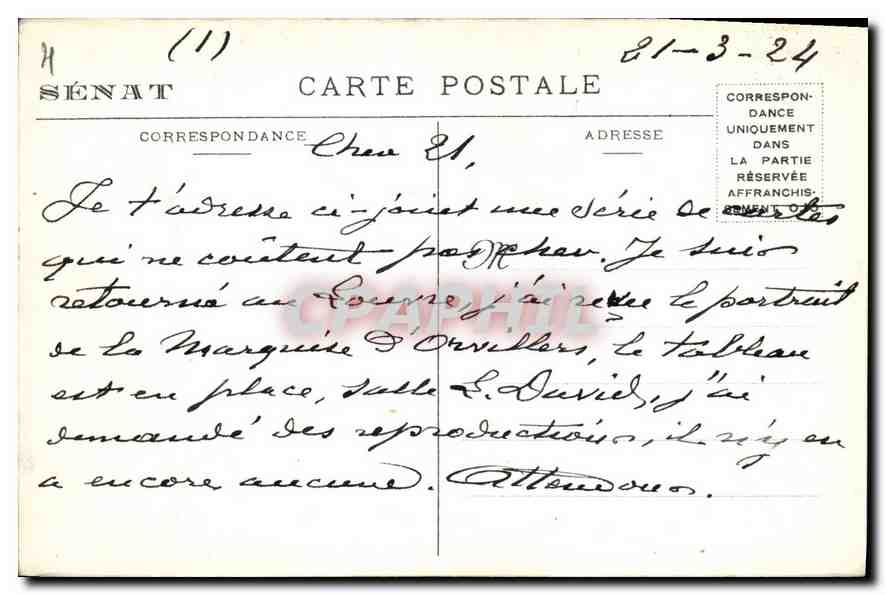 CPA Luxembourg Facade sur le Jardin Paris — Verso