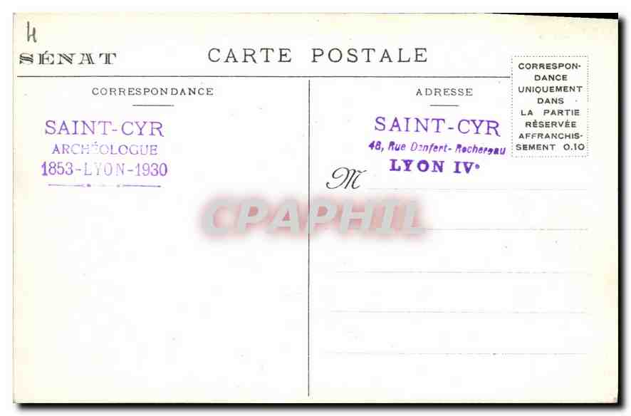 CPA Luxembourg Salle des Seances du Senat Paris — Rückseite