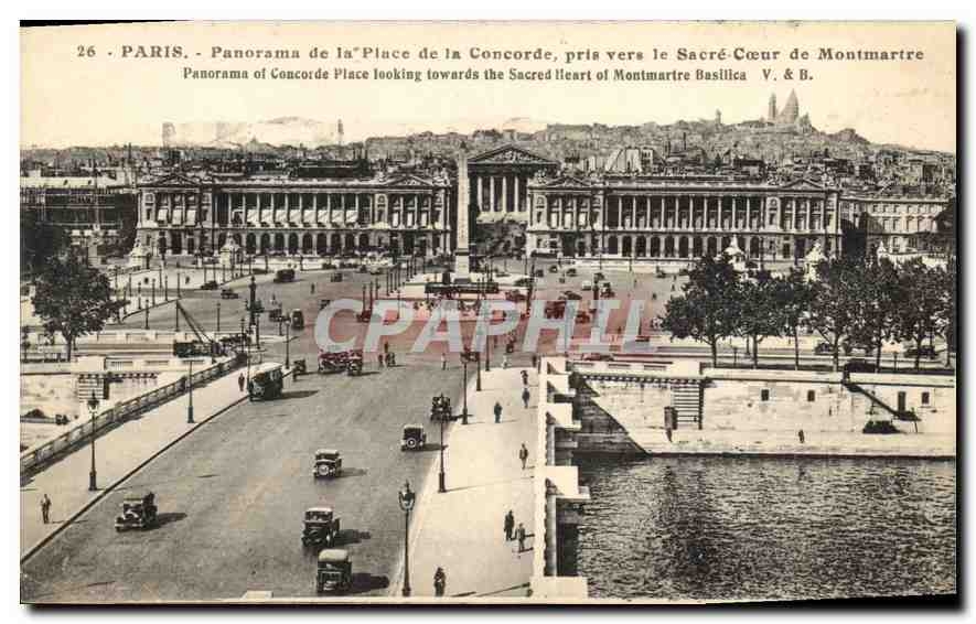 CPA Luxembourg Panorama de la Place de la Concorde pris vers le Sacre Coeur de Montmartre Paris