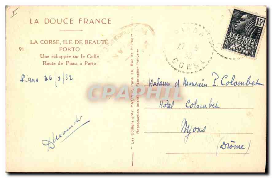 CPA La Douce France La Corse Ile de Beaute Porto  — Rückseite