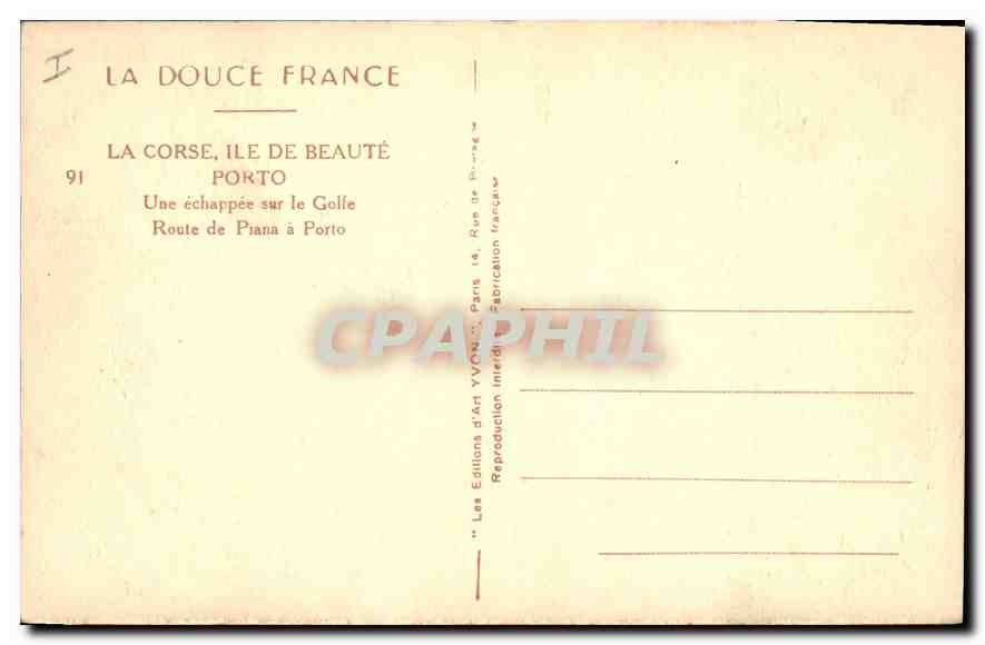 CPA La Corse Ile de Beaute Porto Une echappee sur le Golfe  — Rückseite