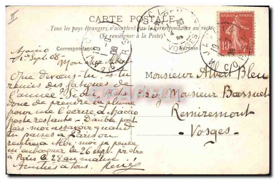 CPA Tour de Porto Corse  — Rückseite