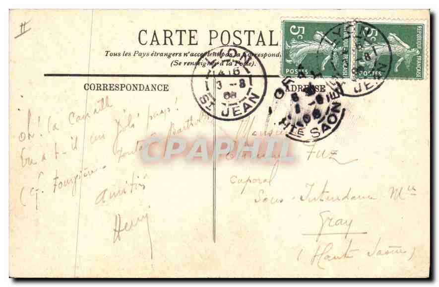 CPA Lyon Place des Terre Fontaine Bartholdi et Hotel de Ville — Rückseite