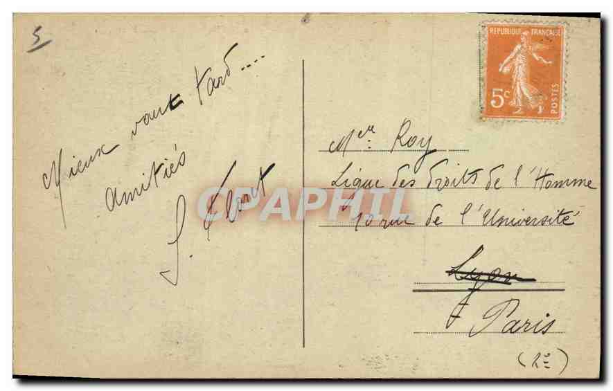 CPA Lyon La Fontaine Bartholdi — Verso