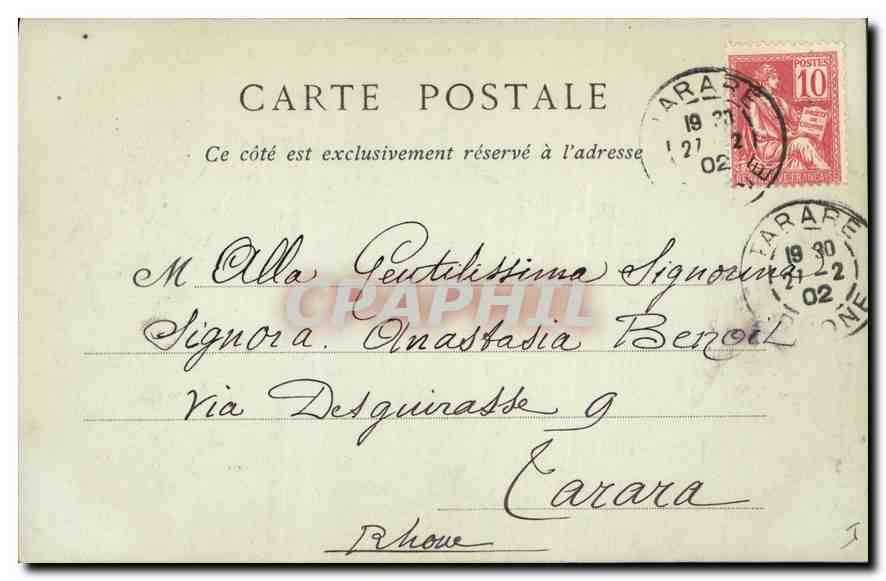 CPA Lyon Fontaine Bartholdi Place des Terreaux et Fontain — Verso