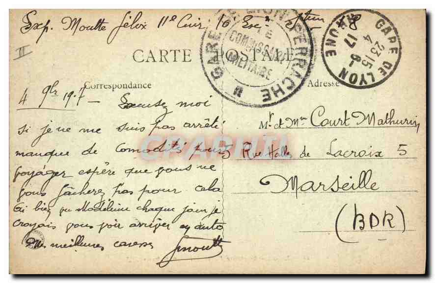 CPA Lyon Fontaine Bartholdi — Verso
