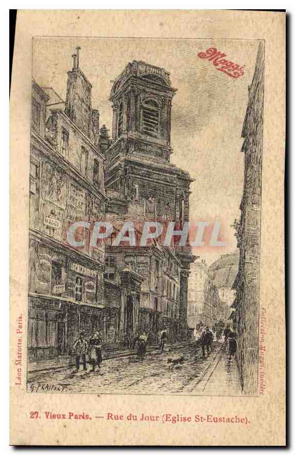 CPA Vieux Paris Rue du Jour (Eglise St Eustache) Publicite Maggi