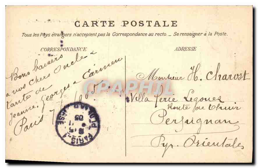 CPA Paris Pont Royal et Pavillon de Flore — Rückseite