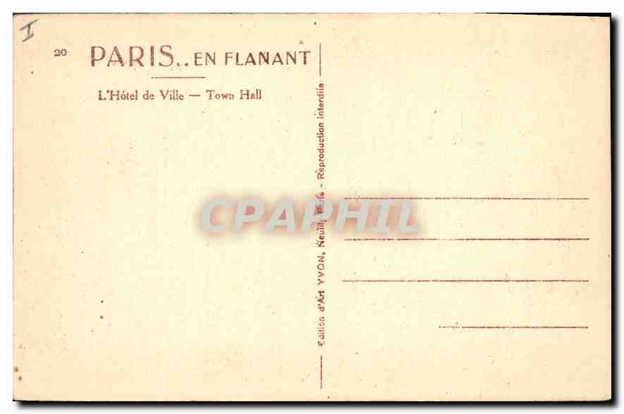 CPA Paris en flanant L'Hotel de Ville — Rückseite