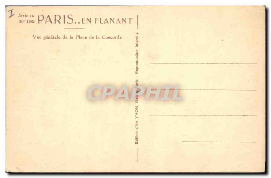 CPA Paris en flanant Vue generale de la Place de la Concorde — Rückseite