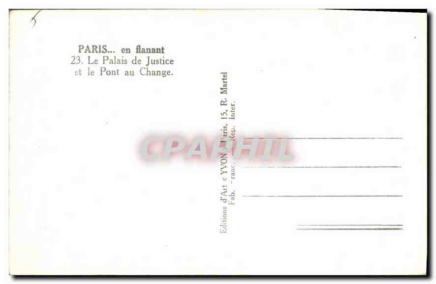 CPA Paris en flanant Le Palais de Justice et le Pont au Change — Rückseite