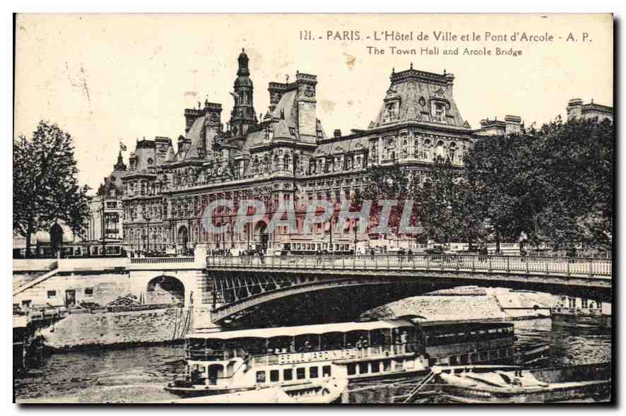 CPA Paris L'Hotel de Ville et le Pont d'Arcole