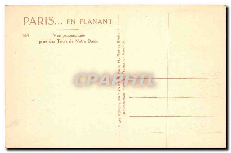 CPA Paris en flanant Vue panoramique prise des Tours de Notre Dame — Verso
