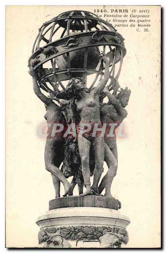 CPA Paris (6e arrt) La Fontaine de Carpeaux le Groupe des quatre parties du Monde