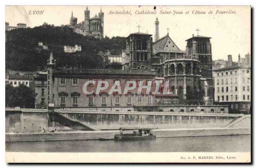 LYON — Archevêché, Cathédrale Saint-Jean et Côteau de Fourvière — P. MARTEL Edit., Lyon, No. 5