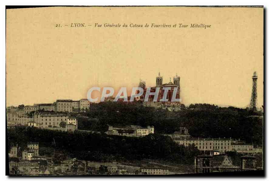LYON — Vue Générale du Coteau de Fourvières et Tour Métallique — CPAPHIL