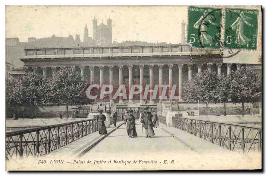 CPA Lyon Palais de Justice et Basilique de Fourviere