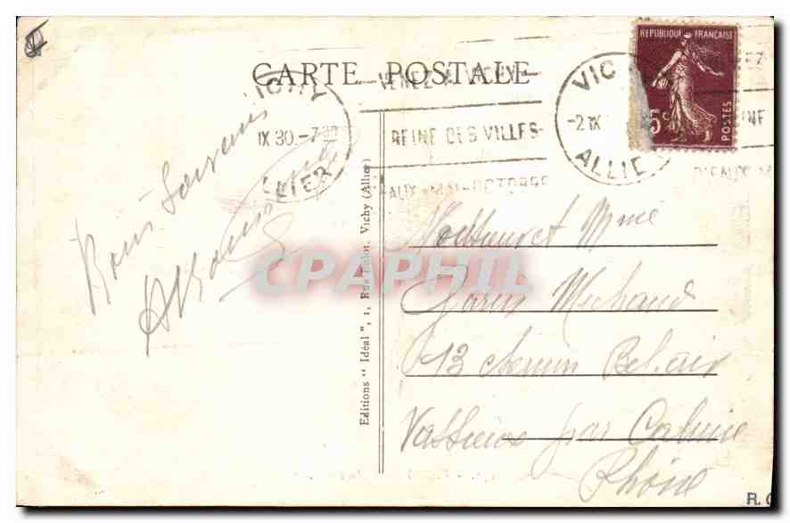 CPA Vichy L'Ancien Parc — Rückseite