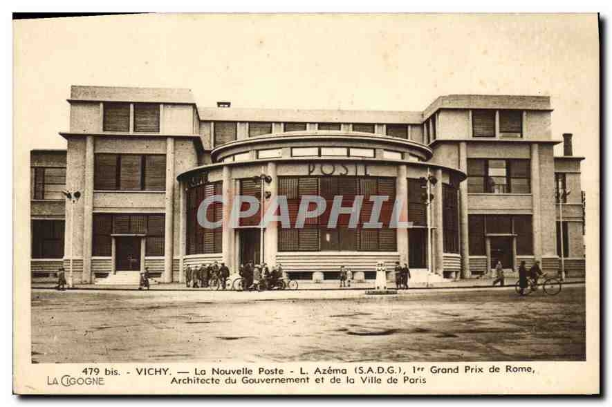 CPA Vichy La Nouvelle Poste L Azema (S A D G) 1ER Grand Prix de Rome architecture du Gouvernement et