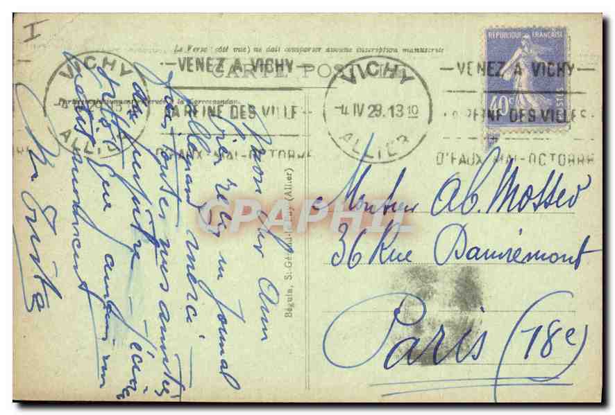 CPA Vichy La Maison du Bailliage (XVIe siecle) — Rückseite