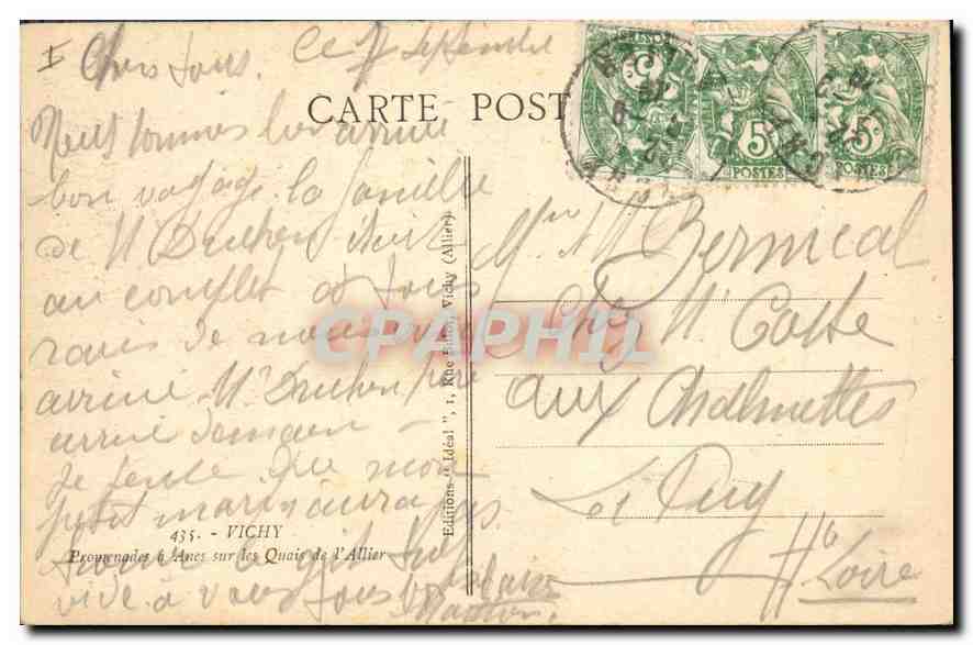 CPA Vichy Promenades  sur les Quais de l'Allier — Verso