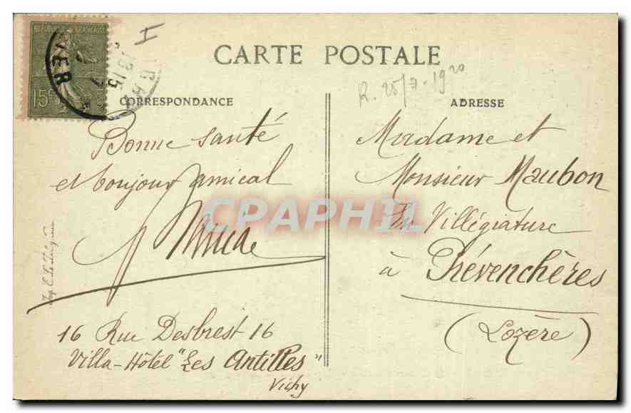 CPA Vichy Le Casino Vue prise de la grande Allee — Rückseite