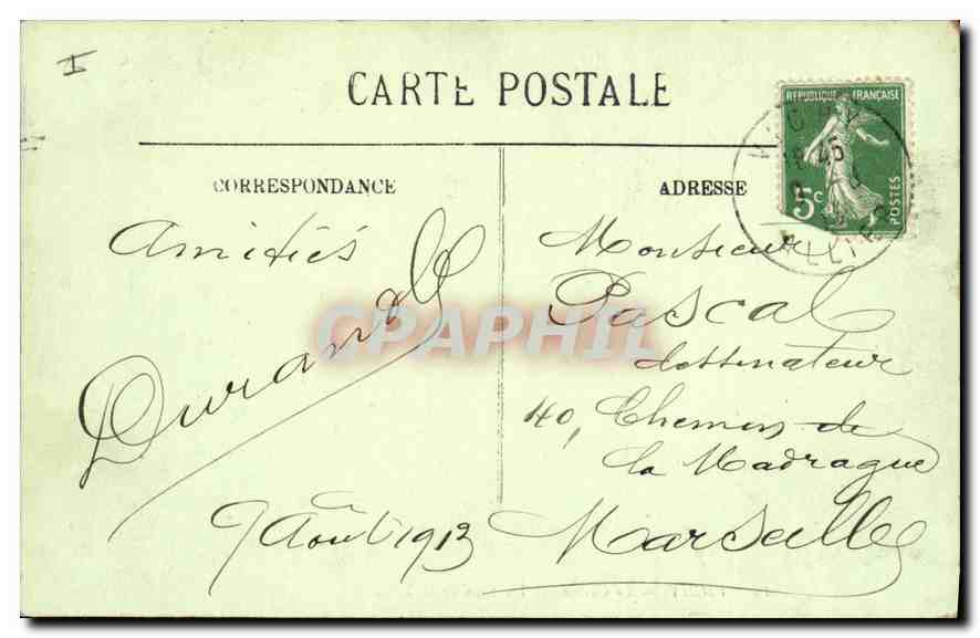 CPA Vichy Le Casino Un coin de la Terrasse — Verso