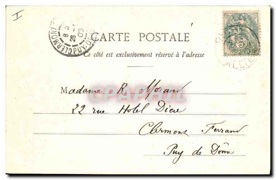 CPA Vichy Hall du Casino 29 Juin 1903 — Verso